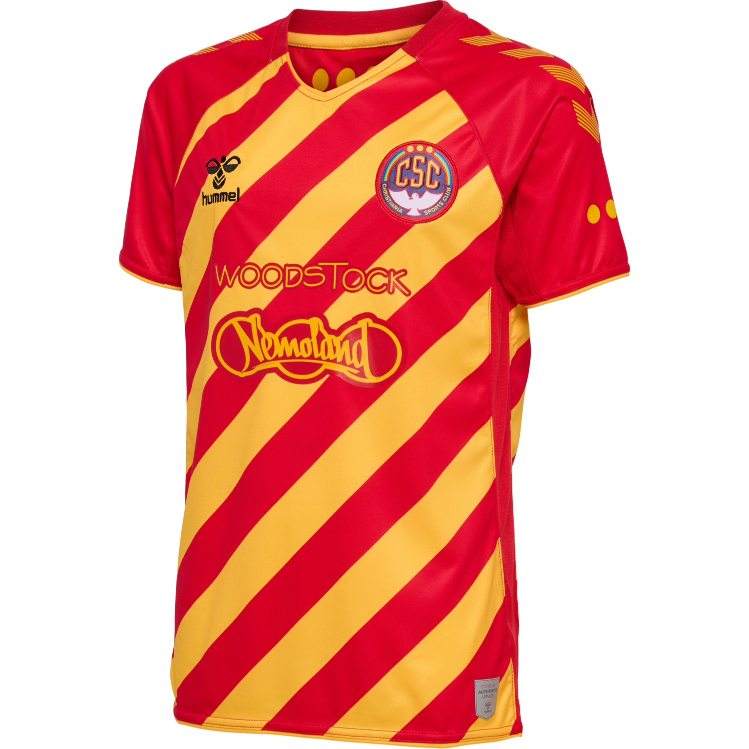hmlCSC 19/20 KIDS HOME JERSEY S/S, TRUE RED/SPORTS YELLOW W/SPONS, packshot