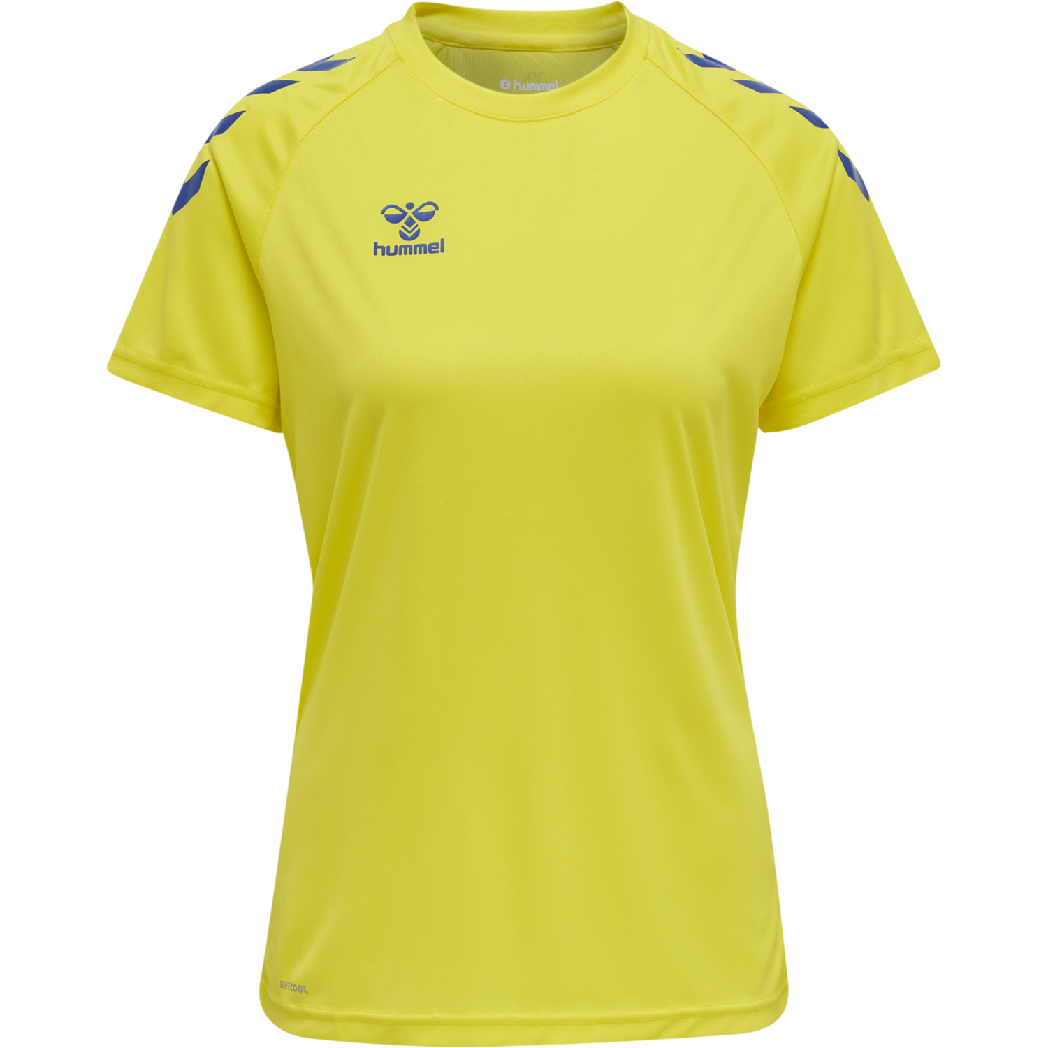 hmlCORE XK CORE POLY TEE  S/S WOMAN, BLAZING YELLOW/TRUE BLUE, packshot