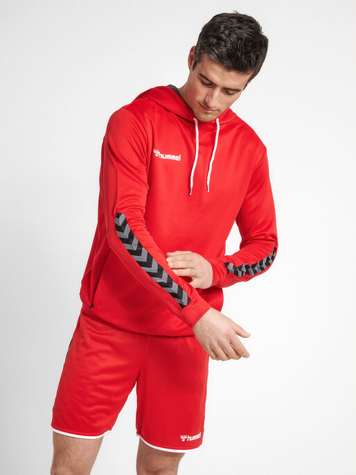 hmlAUTHENTIC POLY HOODIE, TRUE RED, model
