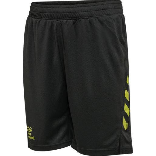 hmlONGRID POLY SHORTS KIDS, JET BLACK/DARK CITRON, packshot