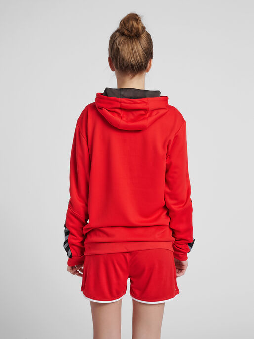 hmlAUTHENTIC POLY HOODIE WOMAN, TRUE RED, model