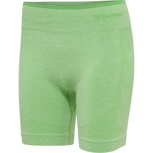 hmlMT UNA SEAMLESS MID WAIST SHORTS, SUMMER GREEN MELANGE, packshot