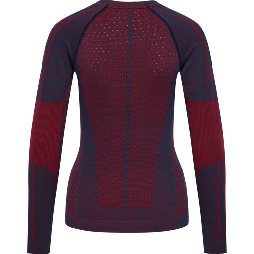 hmlMT ALY SEAMLESS T-SHIRT L/S, INSIGNIA BLUE/CABERNET MELANGE, packshot