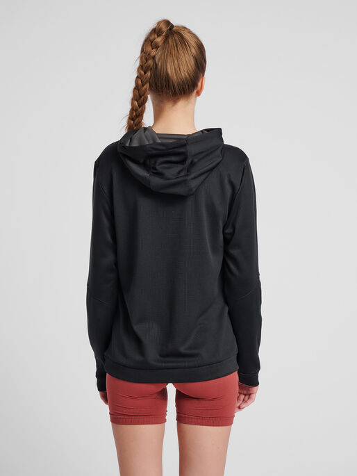 hmlAUTHENTIC POLY HOODIE WOMAN, BLACK, model