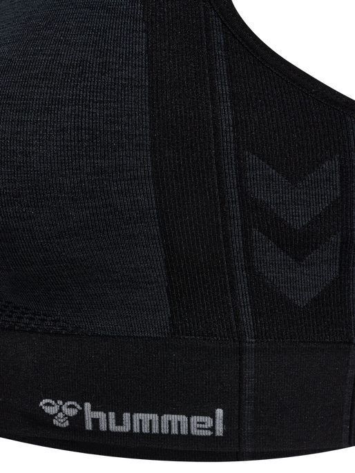 hmlMT SHINE SEAMLESS SPORTS BRA, BLACK MELANGE, packshot