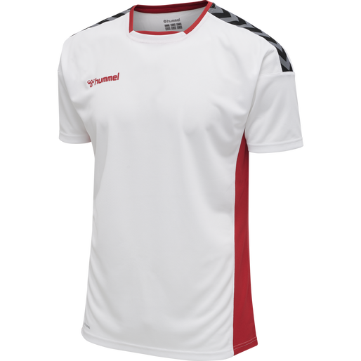 hmlAUTHENTIC POLY JERSEY S/S, WHITE/TRUE RED, packshot