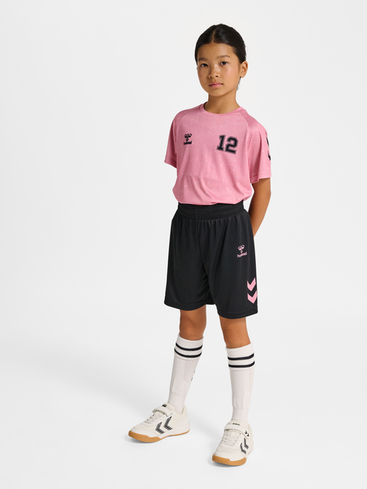 hmlSHIMMER SHORTS, BLACK/BRIDAL ROSE, model