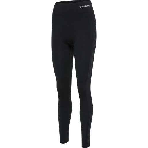 hmlCLEA SEAMLESS MID WAIST TIGHTS, BLACK MELANGE hmlCLEA SEAMLESS MID WAIST TIGHTS, BLACK MELANGE, packshot