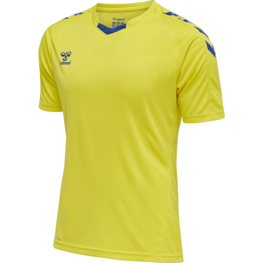 hmlCORE XK POLY JERSEY S/S, BLAZING YELLOW/TRUE BLUE, packshot
