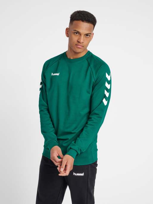 HUMMEL GO COTTON SWEATSHIRT, EVERGREEN, model