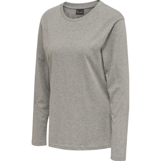 hmlRED BASIC T-SHIRT L/S WOMAN, GREY MELANGE, packshot