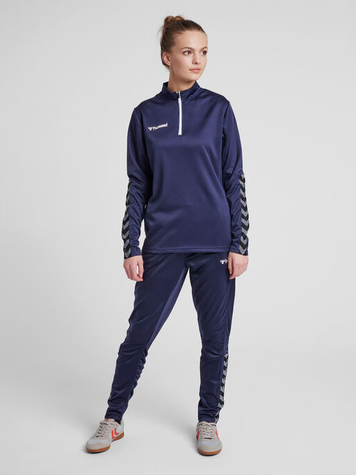 hmlAUTHENTIC HALF ZIP SWEATSHIRT WOMAN, MARINE, model