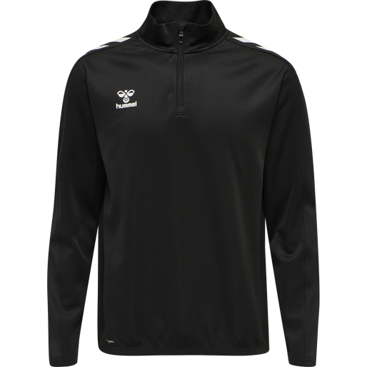 hmlCORE XK HALF ZIP POLY SWEAT, BLACK, packshot