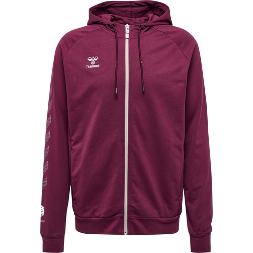 hmlMOVE GRID COTTON ZIP HOODIE, GRAPE WINE, packshot