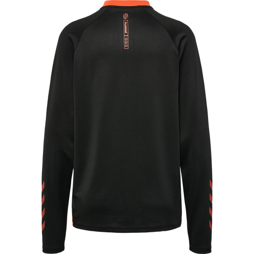 hmlGG12 ACTION HALF ZIP SWEAT WOMAN, BLACK/CHERRY TOMATO, packshot