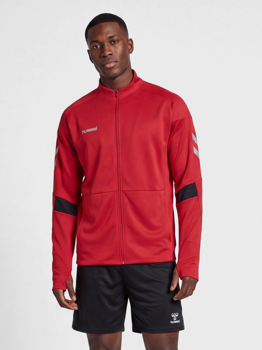 TECH MOVE POLY ZIP JACKET, TRUE RED, model