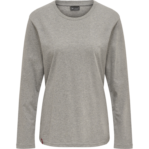 hmlRED BASIC T-SHIRT L/S WOMAN, GREY MELANGE, packshot