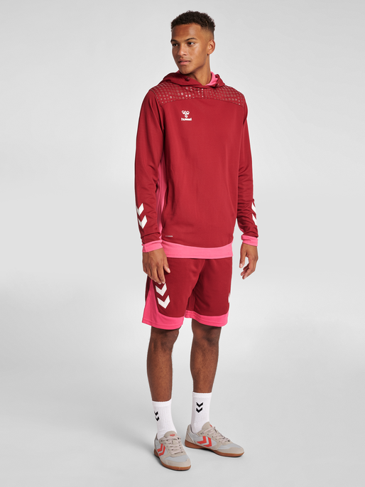 hmlLEAD POLY HOODIE, BIKING RED, model