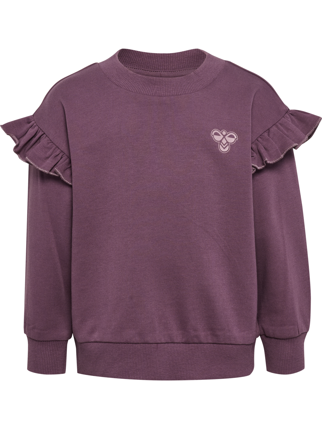 hmlMINI LOOSE FRILL SWEATSHIRT, BLACK PLUM, packshot