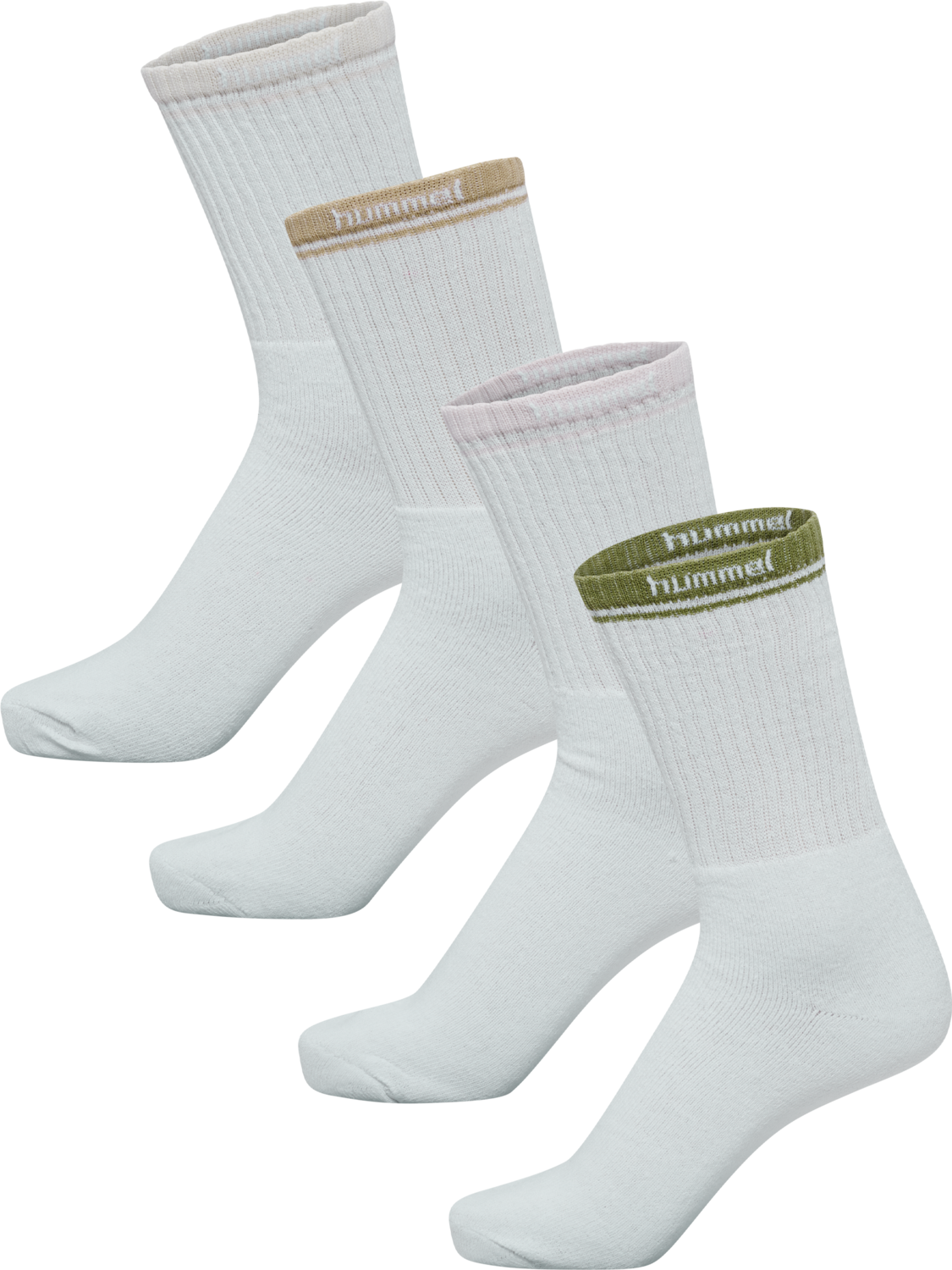hml4 PACK HUMMEL STRIPE CREW SOCK, PALE WHITE/GREEN/PINK/BROWN, packshot