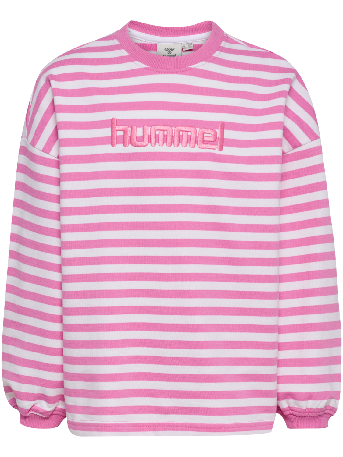 hmlJR GEGGO STRIPE SWEATSHIRT, FUCHSIA PINK, packshot