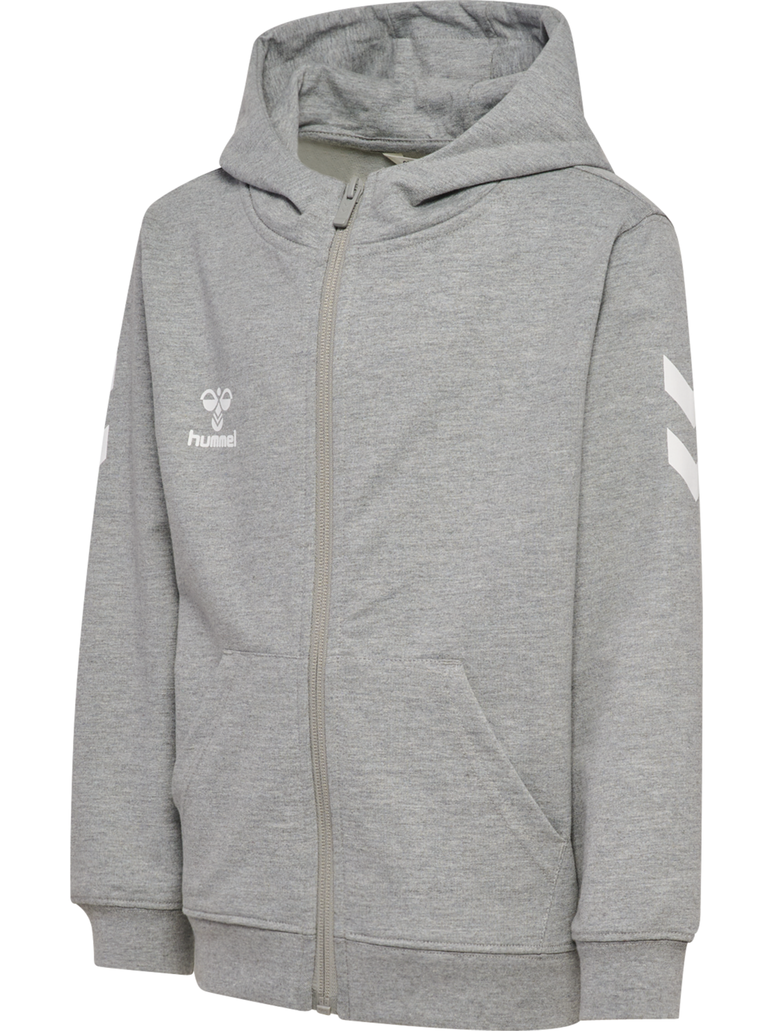 hmlGO 2.0 CHEVRON ZIP HOODIE KIDS, GREY MELANGE, packshot