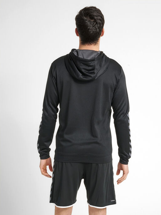 hmlAUTHENTIC POLY HOODIE, BLACK, model