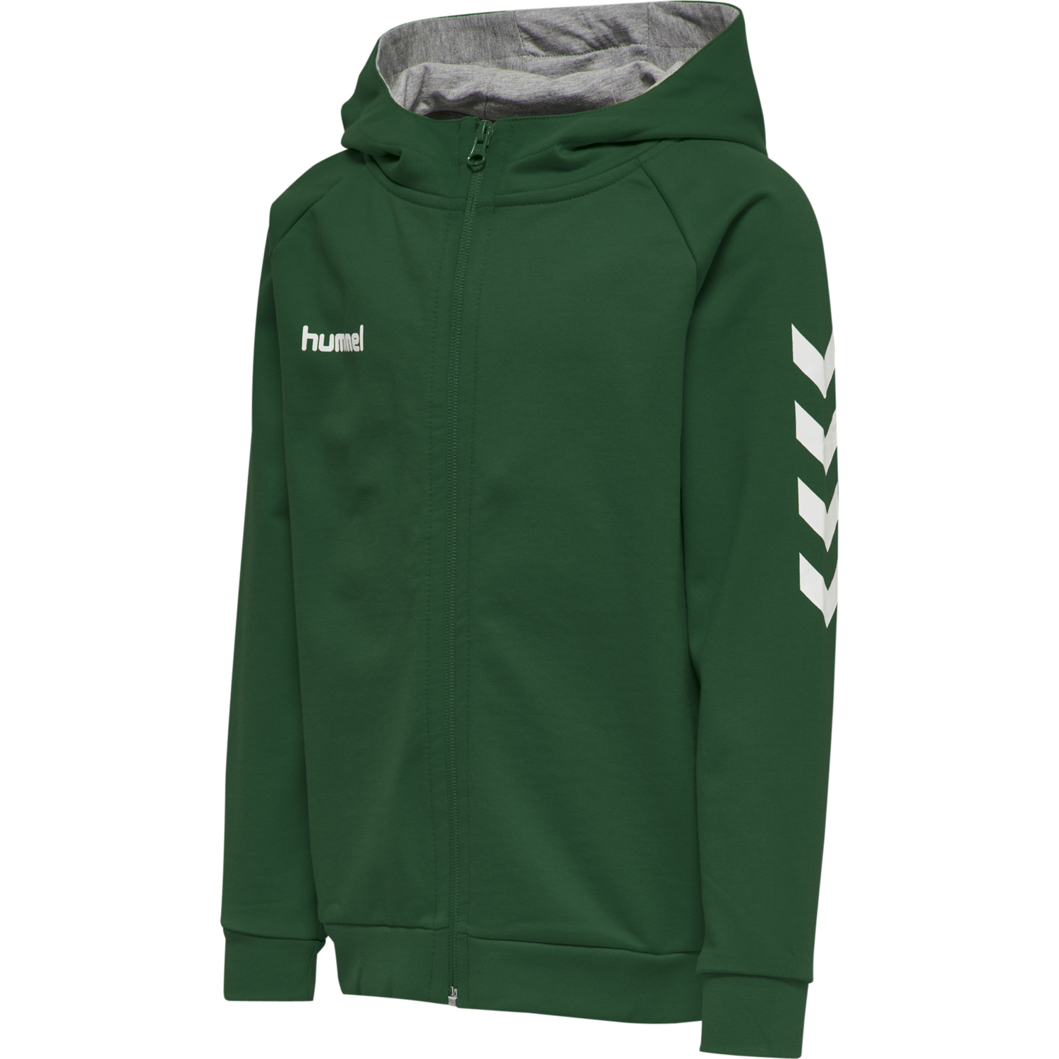 HUMMEL GO KIDS COTTON ZIP HOODIE, EVERGREEN, packshot