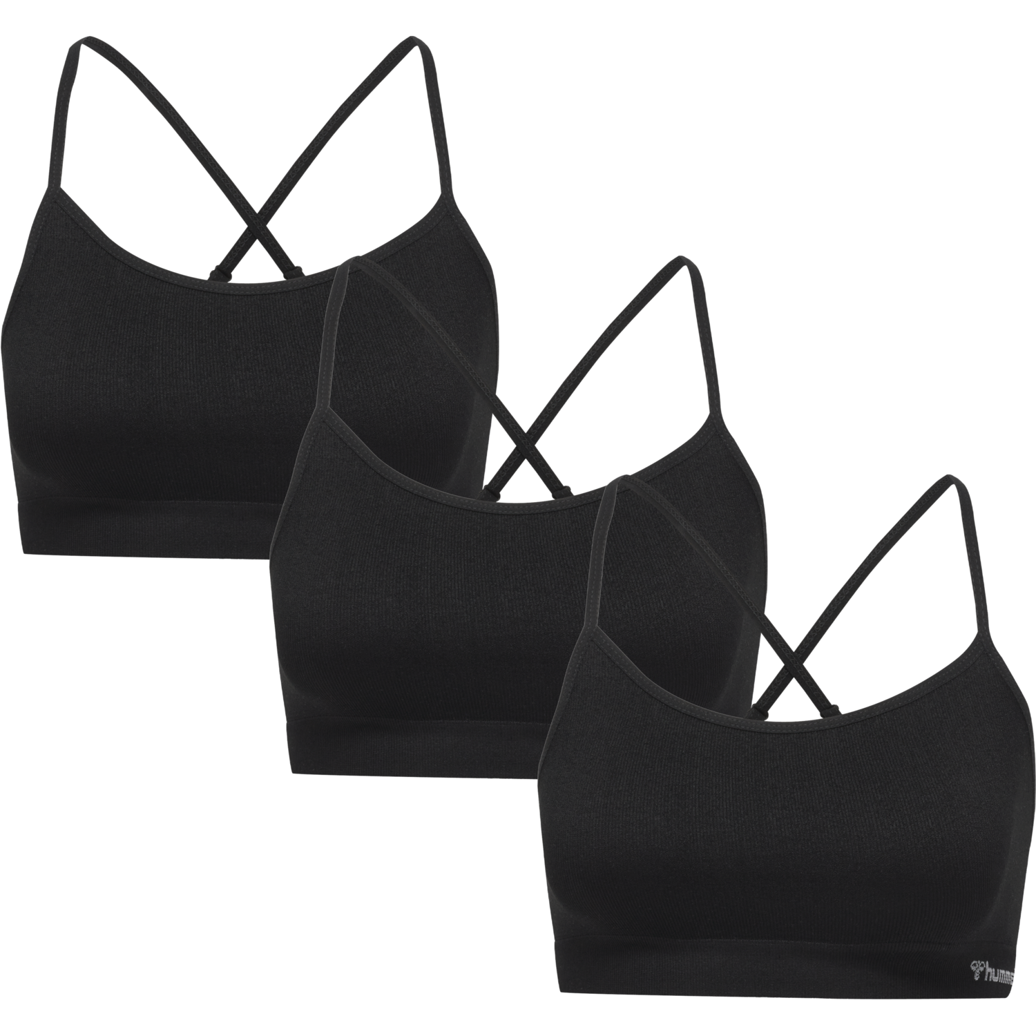hmlJUNO 3 PACK SEAMLESS BRA, BLACK, packshot
