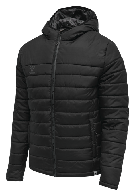 hmlNORTH QUILTED HOOD JACKET, BLACK/ASPHALT, packshot
