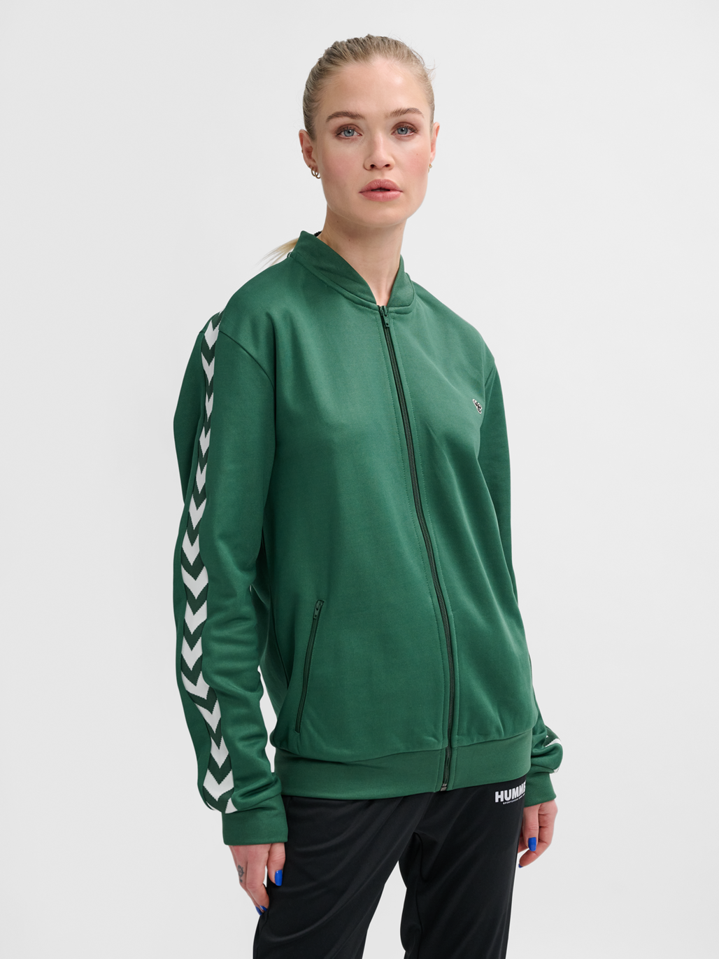 hummel ARCHIVE REGULAR POLY ZIP JACKET DARK GREEN hummelsport