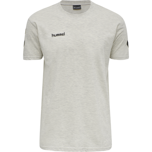 HMLGO COTTON T-SHIRT S/S, EGRET MELANGE HMLGO COTTON T-SHIRT S/S, EGRET MELANGE, packshot