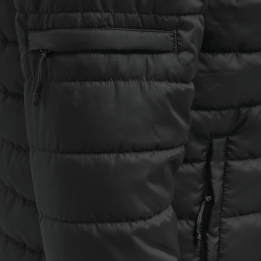 hmlNORTH QUILTED HOOD JACKET, BLACK/ASPHALT, packshot