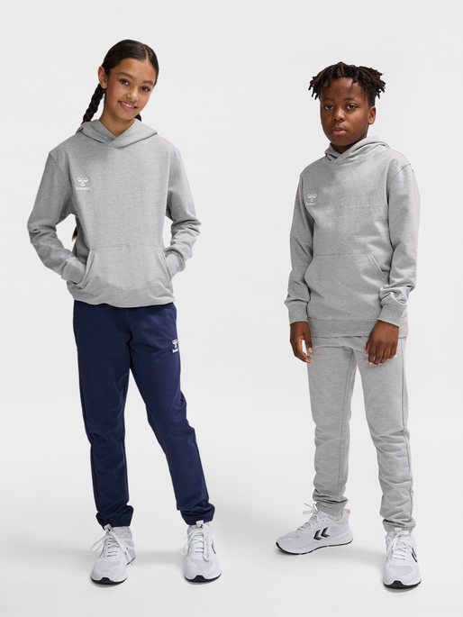 hmlGO 2.0 HOODIE KIDS, GREY MELANGE, model