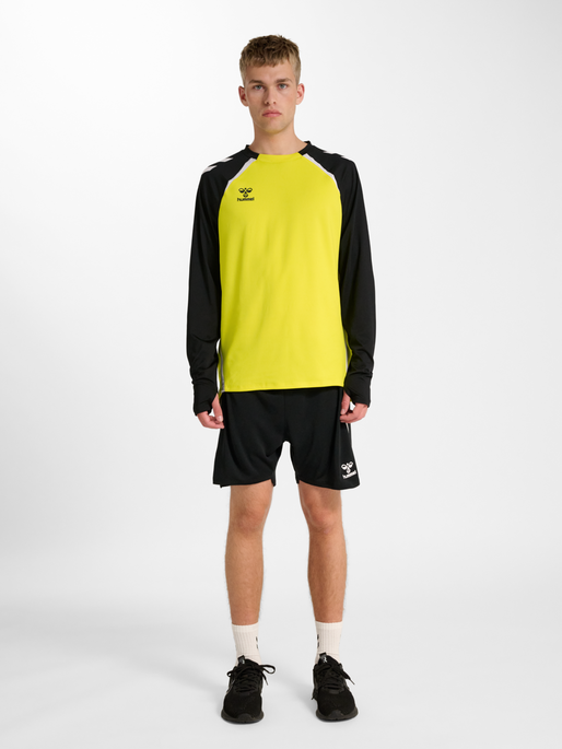 hmlLEAD 2.0 CREW SWEAT, BLAZING YELLOW/BLACK, model