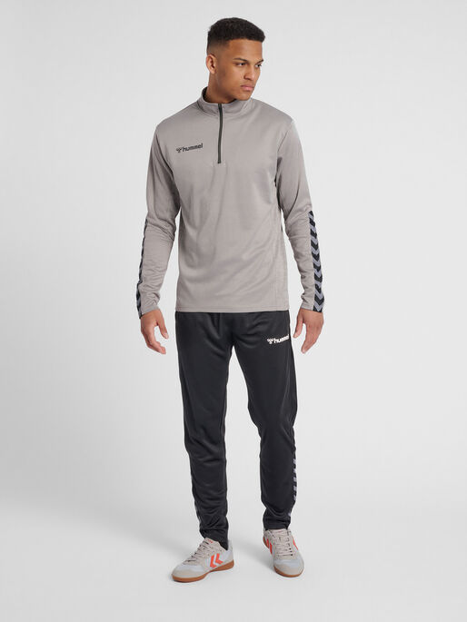 hmlAUTHENTIC HALF ZIP SWEATSHIRT, GREY MELANGE, model