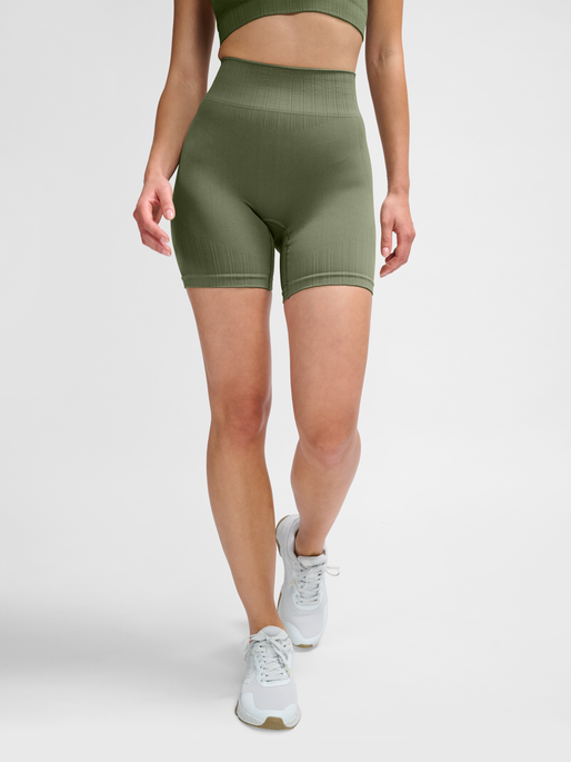 hummel MT DEFINE SEAML SCRUNCH SHORTS - DEEP LICHEN GREEN 