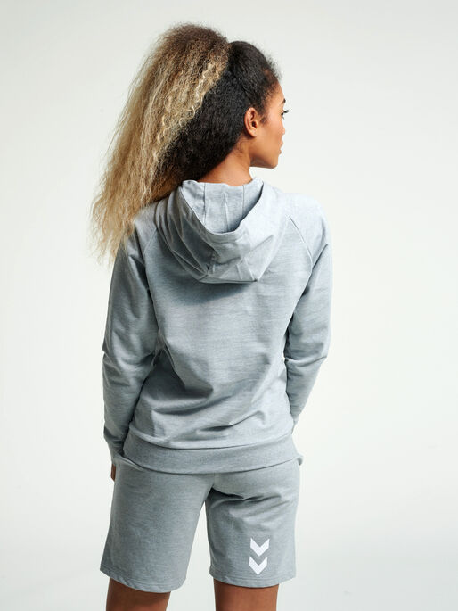 HUMMEL GO COTTON LOGO HOODIE WOMAN, GREY MELANGE, model