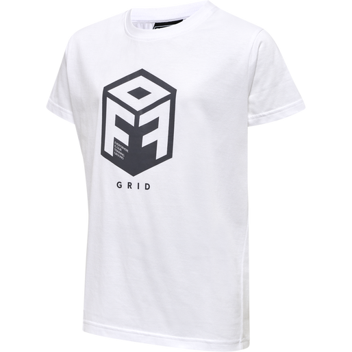 hmlOFFGRID COTTON JERSEY S/S KIDS, WHITE/FORGED IRON, packshot
