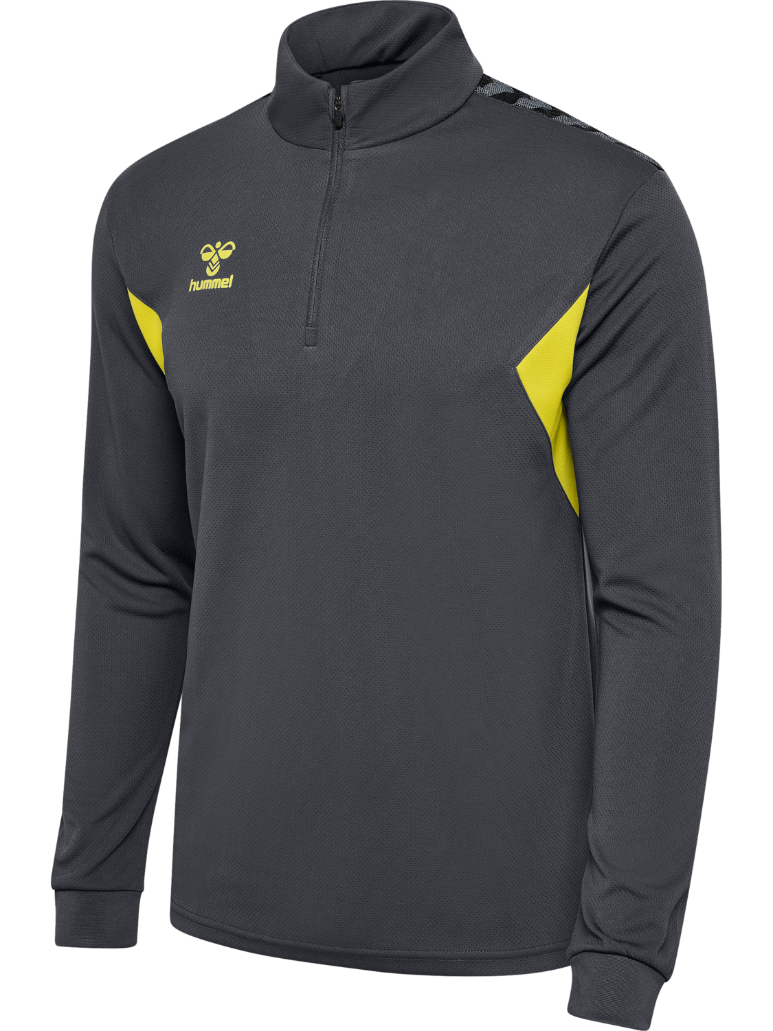 hmlAUTHENTIC HALF ZIP SWEAT, ASPHALT/SULPHUR SPRING, packshot