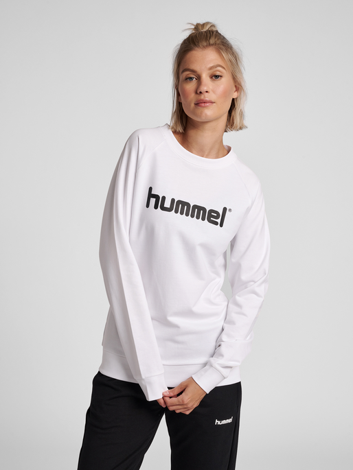 HUMMEL GO COTTON LOGO SWEATSHIRT WOMAN, WHITE, model