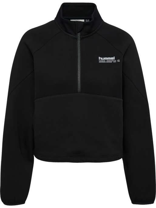 hmlTECH FLEECE WOMEN BOXY HALF ZIP, BLACK hmlTECH FLEECE WOMEN BOXY HALF ZIP, BLACK, packshot