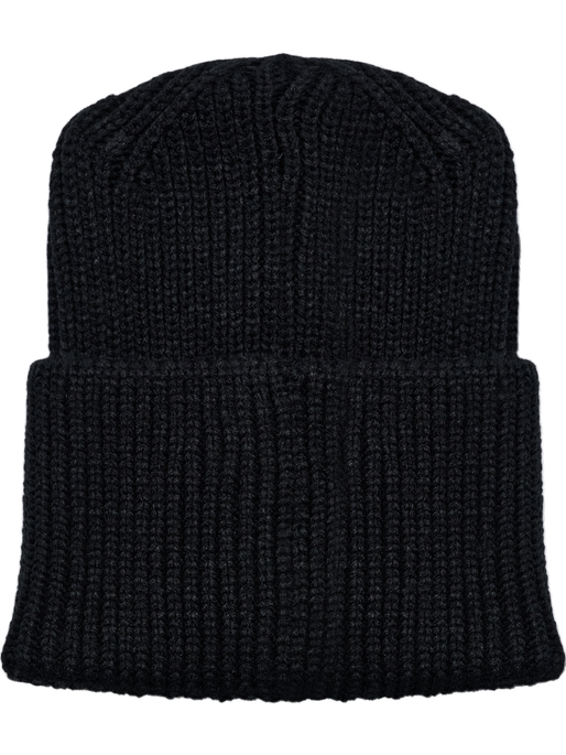 hmlJR HEAVY RIB KNIT BEANIE, BLACK, packshot