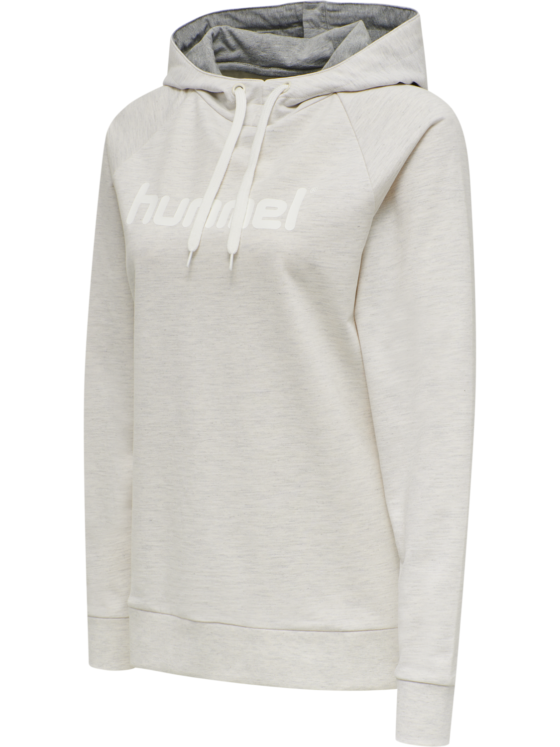 HUMMEL GO COTTON LOGO HOODIE WOMAN, EGRET MELANGE, packshot