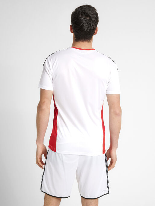 hmlAUTHENTIC POLY JERSEY S/S, WHITE/TRUE RED, model