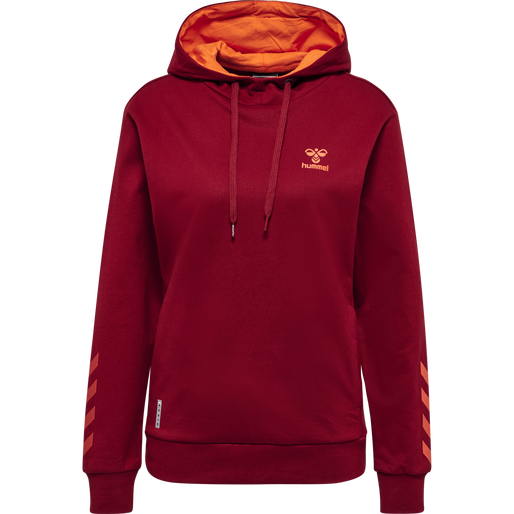 hmlOFFGRID COTTON HOODIE WO, RHUBARB/NASTURTIUM, packshot