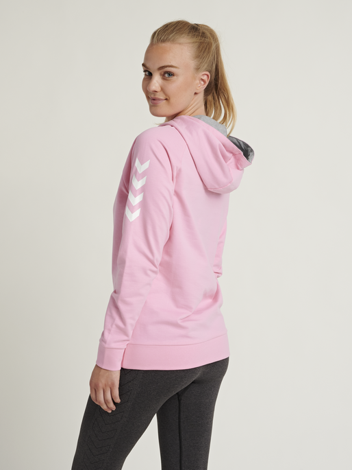 HUMMEL GO COTTON HOODIE WOMAN, COTTON CANDY, model