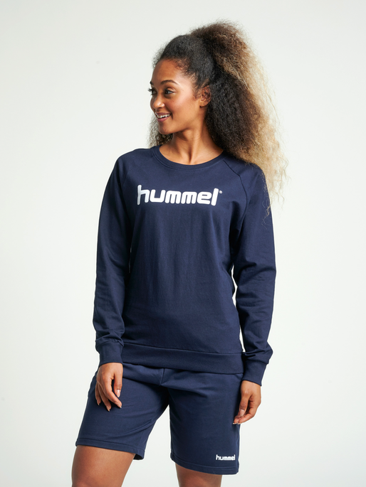 HUMMEL GO COTTON LOGO SWEATSHIRT WOMAN, MARINE, model
