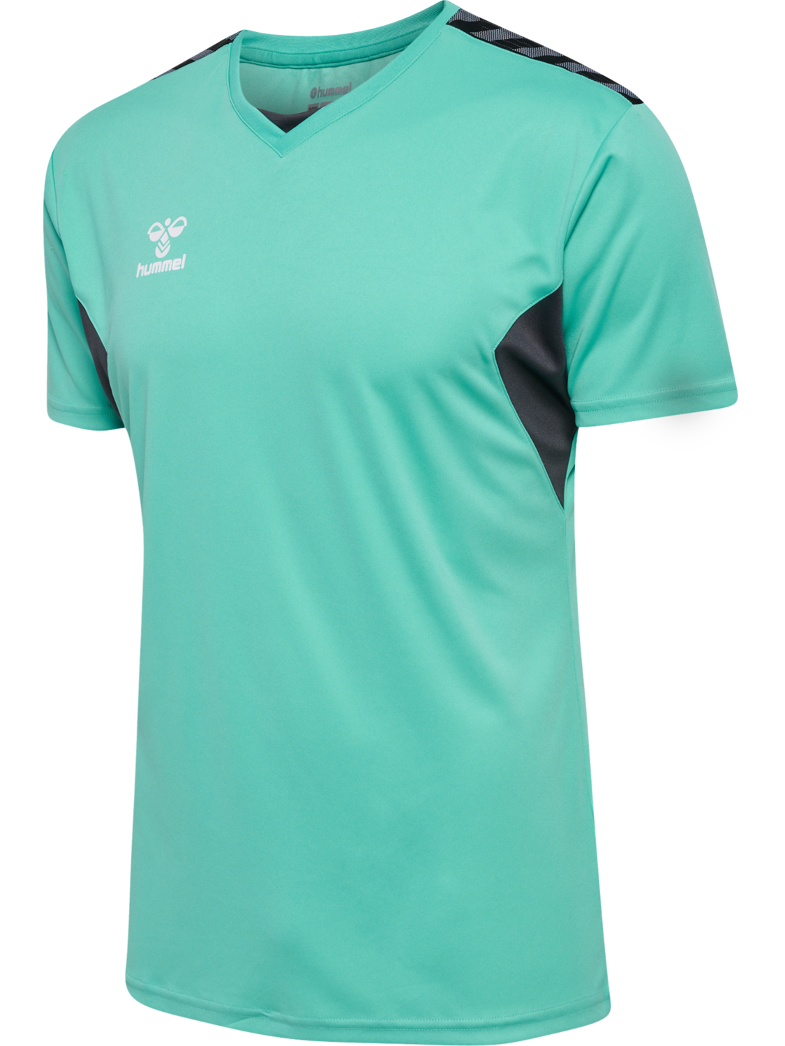 hmlAUTHENTIC PL JERSEY S/S, !TURQUOISE /ASPHALT, packshot