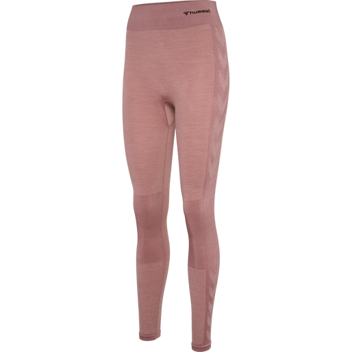 hmlCLEA SEAMLESS MID WAIST TIGHTS, WOODROSE/ROSE TAUPE MELANGE, packshot